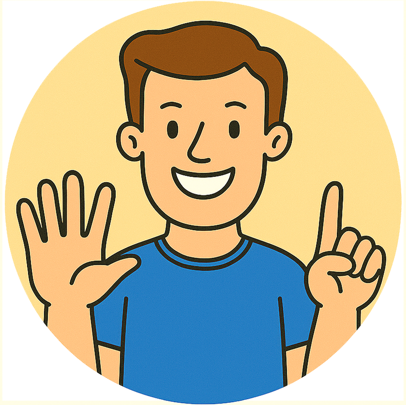 Image of a person holding up six fingers