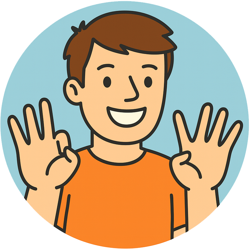 Image of a person holding up seven fingers